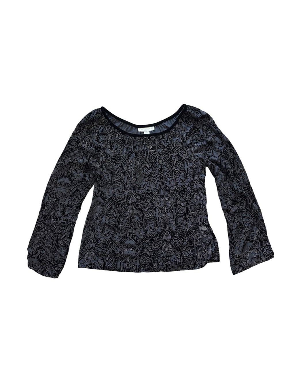 Vintage Y2K Silk Velvet Paisley Blouse Boho Whimsygoth L
